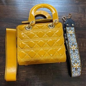 Mustard yellow designer handbag